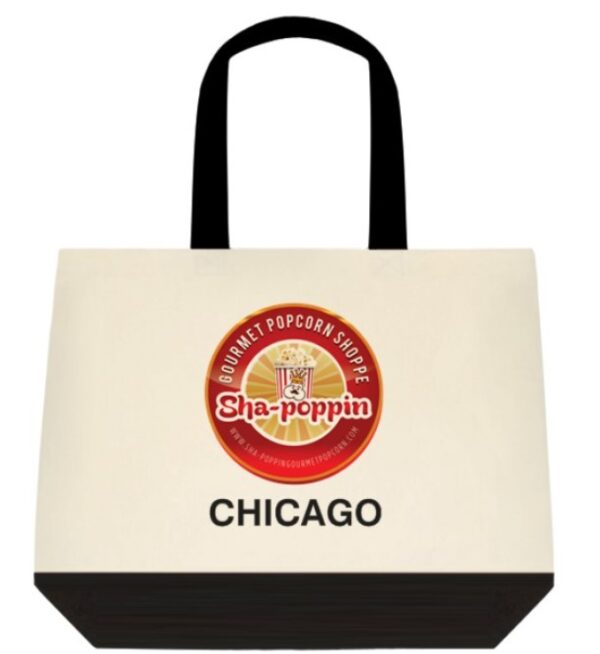 CARRY TOTE - SHA-POPPIN LOGO AND "CHICAGO" PRINT BELOW